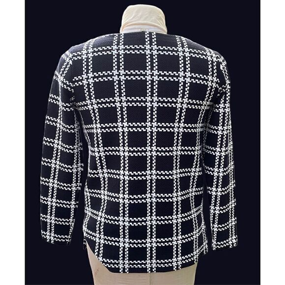 Black and White Asymmetrical Top by Talbots.  Size SP.  window pane design.  3/4 - Picture 4 of 7